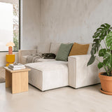 HOMIFAB Canapé d'angle Convertible réversible 5 Places avec Coffre de Rangement en Velours côtelé Beige - Harper