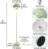 Alpinaluz Lampadaire Vert en Acier avec Abat-jour Bombé – Design Scandinave Rétro – Éclairage Indirect vers le Bas – Douille E27 – Interrupteur au Pied – Pour Salon ou Chambre