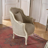 Robin des bois - Victor : Fauteuil bergère en Bois Massif et Lin Premium Blanc