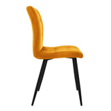 ML-Design Set de 4 Chaise de Salle à Manger, Jaune Moutarde, Revêtement en Velours, Pieds en Métal Noir, avec Dossier Ergonomique, Design Moderne, pour Le Salon Bureau Chambre Cuisine Table à Manger