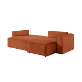 LOUNGITUDE - Canapé d'angle Convertible réversible avec Coffre en Velours côtelé Terracotta