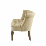 Loberon Weralin - Canapé Chesterfield classique à carreaux - Rembourrage fixe - Lin, coton, chêne - Beige