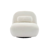 sweeek - Fauteuil pivotant 360° en Bouclette texturée Blanc crème. piètement en métal Noir Mat - Spino