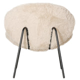 Happy Garden Fauteuil en Fausse Fourrure Beige Sacha – Chaise d'appoint 1 Place – Assise rembourrée – Structure Acier