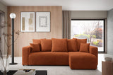 Tendencio Canapé d'angle Convertible LAVIA en Tissu Anti tâche hydrophobe Doux au Toucher (Terracotta)