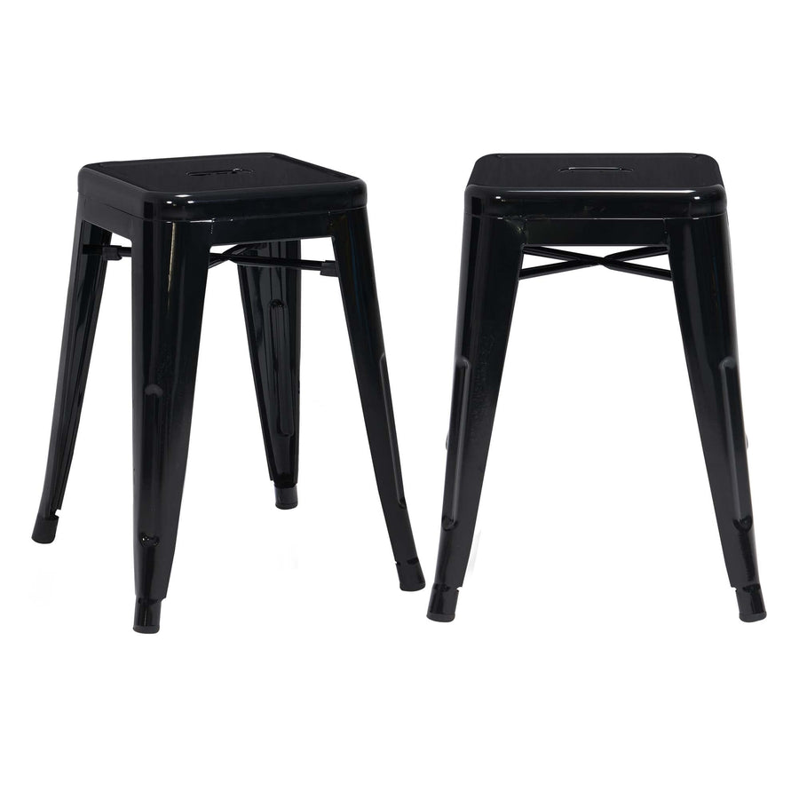 DUHOME Tabouret de Bar Industriel Chaise Salle à Manger Lot de 2 Tabouret Empilables Siège Bistrot Cadre en Métal pour Cuisine Restaurants (Noir, 46cm)