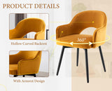 chairus Lot de 2 Chaises de Salle à Manger en Velours Moderne Fauteuil Rembourrée Chaise Pivotante à 360° pour Bureau Salon (Jaune-2 (Velours))