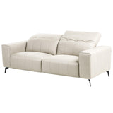 Beliani Canapé Moderne en Tissu 3 Places Appuie-Tête Réglable Dossier Rabattable Pieds en Métal Beige Clair Ommel