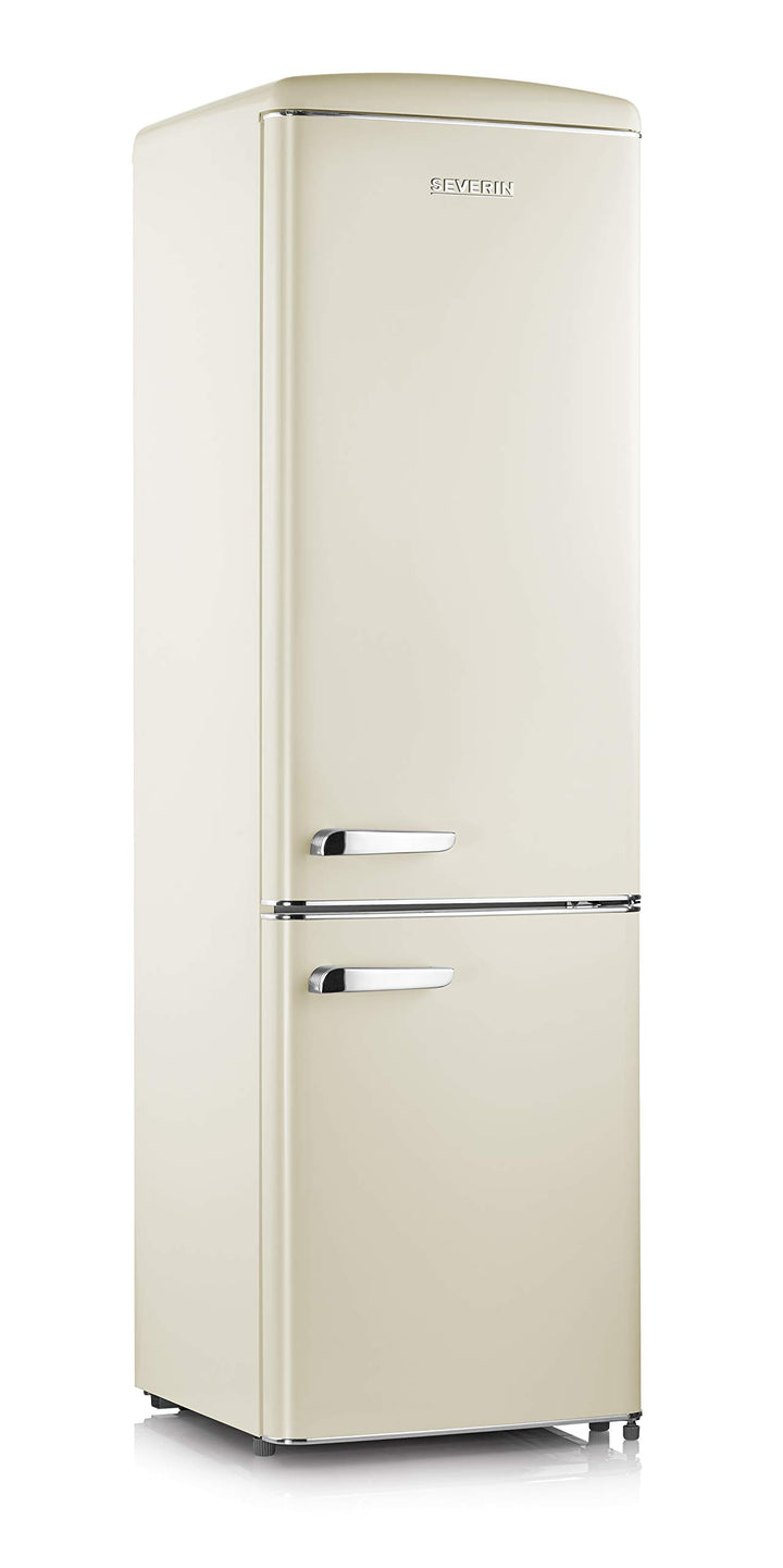 Severin Réfrigérateur Congélateur combiné, Pose libre, Longueur 55 cm, 244 L, Classe D, Combiné Réfrigérateur design Rétro, Crème, RKG 8919