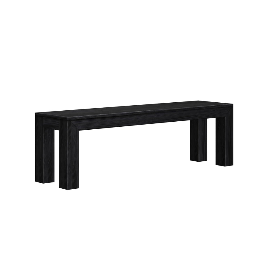 Plank+Beam Banc de salle à manger de 152,4 cm pour salle à manger, banc pour table de cuisine et salle à manger, banc d Plank+Beam Banc de salle à manger de 152,4 cm pour salle à manger, banc pour table de cuisine et salle à manger, banc d'extérieur en bois massif, banc d'entrée en bois massif, brosse métallique noire