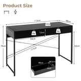 Giantex Bureau vintage avec 2 tiroirs, bureau pour ordinateur, table de travail, bureau de chambre, bureau, 112 x 48 x 76 cm, 2 couleurs (noir)