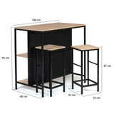 IDMarket - Ensemble Table de Bar îlot Detroit et 2 tabourets Design Industriel