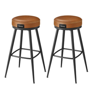 VASAGLE EKHO Collection - Tabouret de Bar Pivotant à 360°, Lot de 2, Hauteur de Bar, PU avec Coutures, Style Moderne Mi-siècle, Hauteur 76 cm, pour Cuisine, Bar, Montage Facile, Marron Caramel