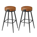 VASAGLE EKHO Collection - Tabouret de Bar Pivotant à 360°, Lot de 2, Hauteur de Bar, PU avec Coutures, Style Moderne Mi-siècle, Hauteur 76 cm, pour Cuisine, Bar, Montage Facile, Marron Caramel