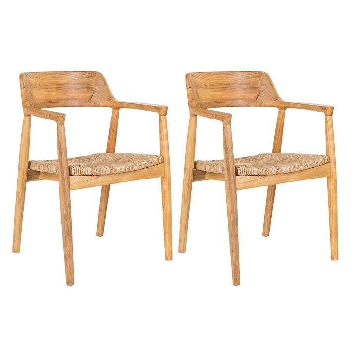 AltoBuy Vancouver - Lot de 2 Chaises en Bois de Sungai et Assise en Paille Naturelle AltoBuy Vancouver - Lot de 2 Chaises en Bois de Sungai et Assise en Paille Naturelle