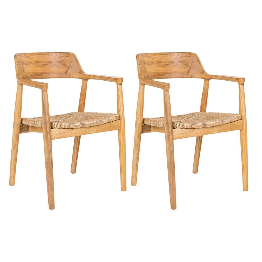 AltoBuy Vancouver - Lot de 2 Chaises en Bois de Sungai et Assise en Paille Naturelle