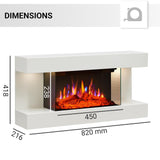 BALDERIA Cheminée murale électrique Ida avec effet flamme 3D | Chauffage électrique 1800 W | avec télécommande, contrôle de démarrage, minuterie et thermostat | Blanc
