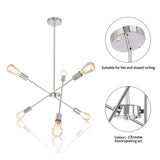 JHLBYL Moderne Spoutnik Plafonnier Vintage Chrome Métal 6 Lumières Lustre Nordique Argent Pendentif Luminaires pour Salon Chambre Salle à Manger