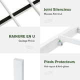 MUTICOR Lit métal 140x200 cm avec tête et Pied de lit, Rangement, Blanc
