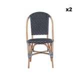 Alice's Home - Lot de 2 chaises empilables bistrot en rotin et polyrotin Noir et Blanc. L 48 x P 58 x H 90cm