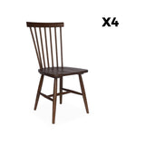 sweeek - Lot de 4 chaises Noyer à barreaux en Bois d'hévéa. Romie. L 50.8 x P 44.2 x H 90cm.