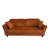 CONCEPT USINE | Canapé Droit 4 Places Lucerne Terracotta | Velours Côtelé Doux | Confort Ferme | Design Arrondi et Moderne | Structure Bois | 2 Coussins Inclus | 212 cm de Longueur