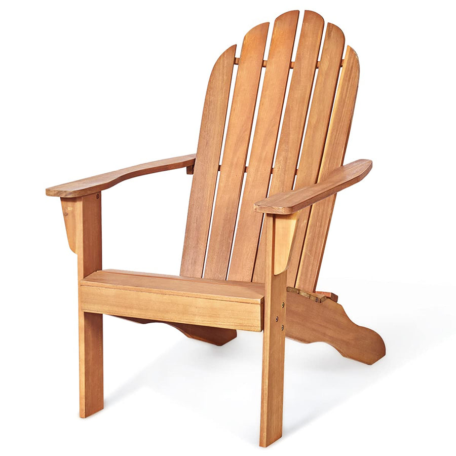 KOMFOTTEU Fauteuil Adirondack, Bois d’Acacia, Chaise de Jardin, Charge de 160 kg, Design Ergonomique, Chaise de feu de Camp, Sièges en Terrasse avec Dossier et Accoudoirs (Naturel)