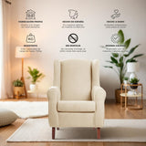 Sueños ZZZ Carla Fauteuil à oreilles tapissé en tissu anti-taches Couleur moutarde 104 x 77 x 75 cm Idéal pour lire, regarder la télévision ou allaiter