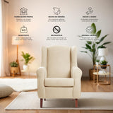 Sueños ZZZ Carla Fauteuil à oreilles tapissé en tissu anti-taches Couleur beige 104 x 77 x 75 cm Idéal pour lire, regarder la télévision ou allaiter