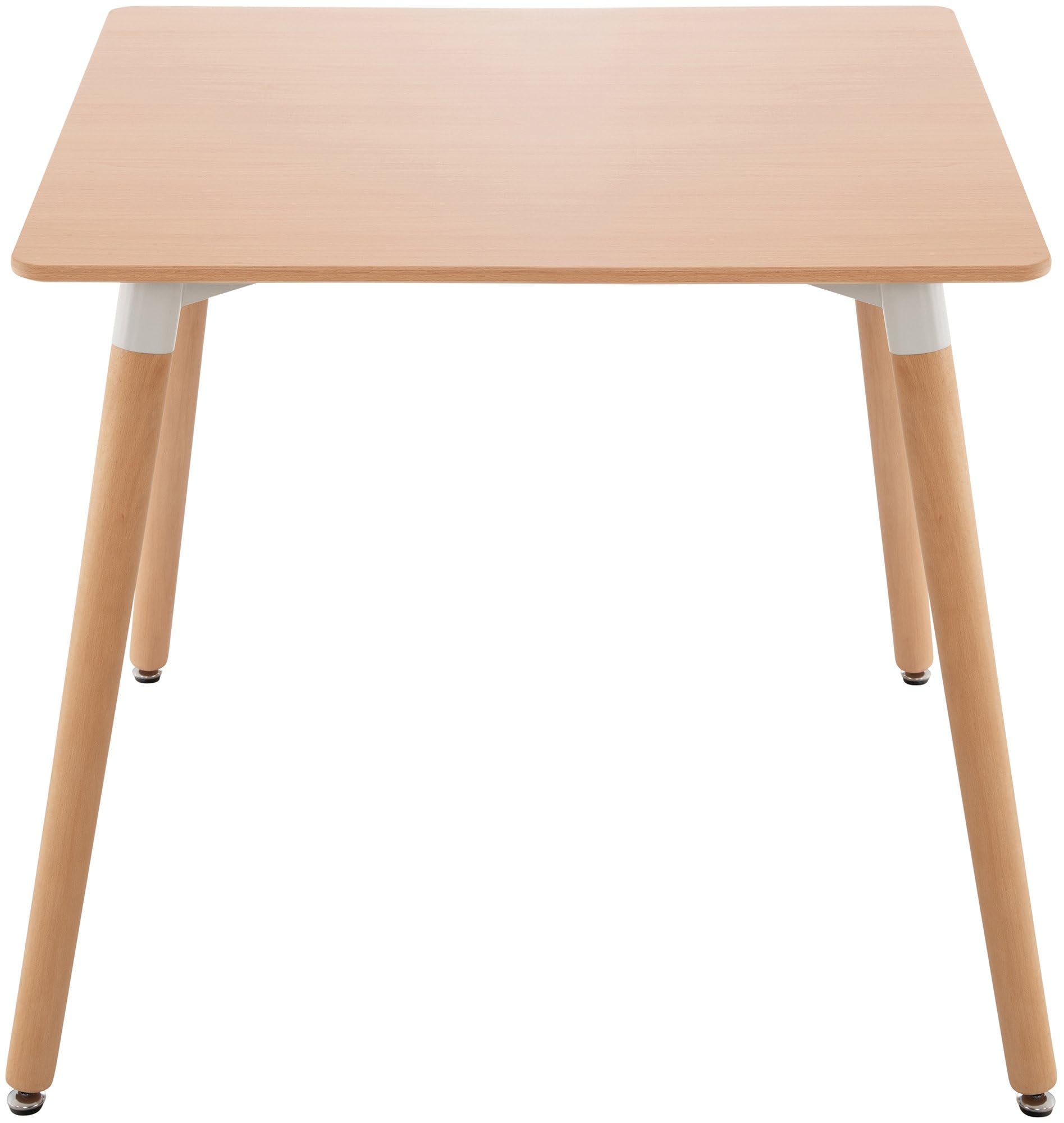 Table De Cuisine Carrée Scandinave VIBORG - Plateau MDF, Pieds En Hêtre, 60x60x70 Cm, Blanc, Montage Facile