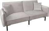 Canapé Convertible Effet Velours - 198 x 90 x 83 cm. - Taupe