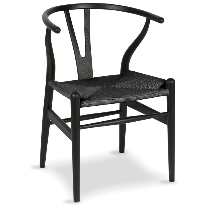 Tomile Wishbone Chaise en Y en bois massif et rotin naturel