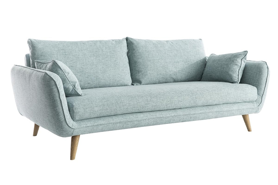 Miliboo Canapé scandinave 3 Places en Tissu Bleu Glacier et Bois Clair Creep