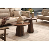 Meublorama Table Basse Ronde en Bois Massif Collection Jakarta - Style Ethnique et Design - Diamètre 65cm