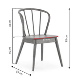 HOMN LIVING Pack 2 Chaises Brisa, Couleur Noir, Bois Massif, 47 cm (Largeur) 59 cm (Profondeur) 83 cm (Hauteur)