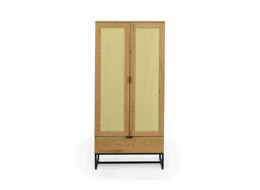Deco In Paris Armoire penderie 2 Portes 1 tiroir en Bois métal et cannage TULLIO 80x56x172 Deco In Paris Armoire penderie 2 Portes 1 tiroir en Bois métal et cannage TULLIO 80x56x172