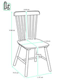 KAYELLES Lot de 2 Chaises à Barreaux Style Windsor Bistrot Vintage en Bois Massif d’Hévéa Mona Noir