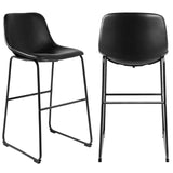 RFIVER Lot de 2 Tabouret de Bar, Chaise de Salle à Manger de Style Vintage Confortable avec Siège en Cuir PU et Base en Métal Robuste pour Cuisine Salon, Noir
