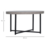 HOMCOM Table Basse Ronde Effet béton ciré en Bois et métal - Ø 80 x 45 cm - piètement croisé