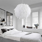 iDEGU Lustre Suspension Ø 30cm Lustre Plume Blanche Suspension Luminaire pour Chambre