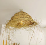 Suspension paille tressée, Suspension luminaire naturelle, Luminaire naturelle extérieur fait main