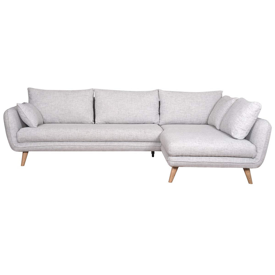 Miliboo Canapé d Miliboo Canapé d'angle Droit scandinave 5 Places en Tissu Gris Clair chiné et Bois Clair Creep