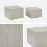 Alice's Garden sweeek - Lot de 2 Tables Basses Effet marbre Blanc cassé Paros. L 58 x l 58 x H 40cm / L 50 x l 50 x H 33cm
