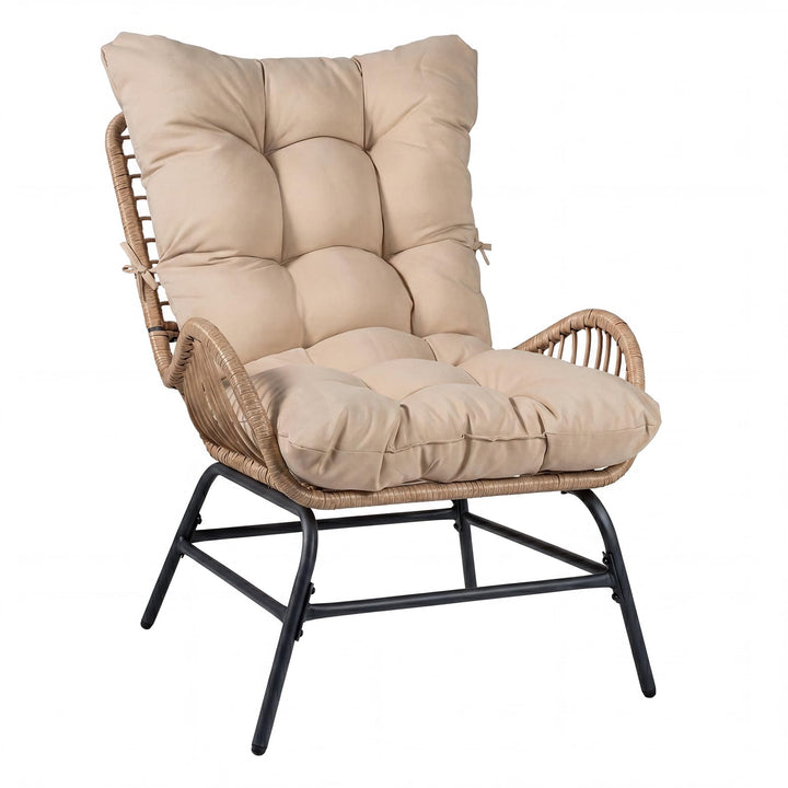 COSTWAY Fauteuil de Jardin en Rotin PE, Charge 180 kg, Chaise de Jardin avec Coussin Amovible, Cadre en Métal, Dossier Incliné, Fauteuil Exterieur pour Piscine Porche Balcon, 84 x 68 x 87 cm (Brun,1) COSTWAY Fauteuil de Jardin en Rotin PE, Charge 180 kg, Chaise de Jardin avec Coussin Amovible, Cadre en Métal, Dossier Incliné, Fauteuil Exterieur pour Piscine Porche Balcon, 84 x 68 x 87 cm (Brun,1)