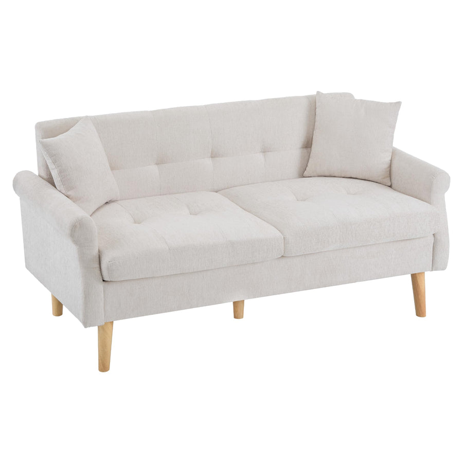 MOBETTRES Canapé double capitonné en tissu chenille avec coussins épais pour salon, chambre à coucher, appartement, etc. (beige) MOBETTRES Canapé double capitonné en tissu chenille avec coussins épais pour salon, chambre à coucher, appartement, etc. (beige)