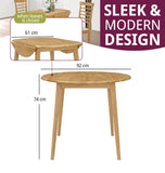 Hallowood Furniture Ledbury Petite Table de Salle à Manger Ronde Pliante en Bois Finition chêne, Table de Cuisine, Table à Manger, Table de Salle à Manger pour la Maison et Le café