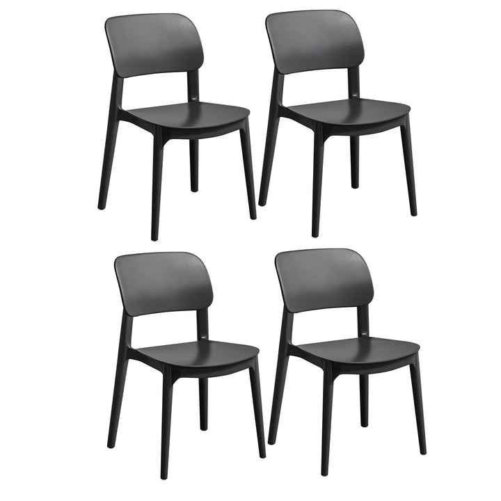 lyxamjrzyp Lot 4 Chaises, Chaise Plastique D lyxamjrzyp Lot 4 Chaises, Chaise Plastique D'intérieur/extérieur Empilables, Chaise Cuisine Lot de 4 pour Salon, Salle À Manger, Chambre À Coucher, Cuisine(Black)