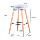 BenyLed Lot de 2 Tabourets de Bar avec Assise en Polypropylène et Pieds en Bois de Hêtre, Hauteur de l’Assise 70 cm, Blanc