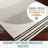 Livabliss Nairobi Tapis Géométrique Scandinave - Grand Tapis Salon, Salle à Manger, Chambre, Cuisine - Design Boheme Chic, Berbere Moderne, Poil Court 200x274 cm - Ivoire, Noir