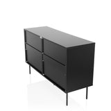 hjh LIVING Buffet 6 tiroirs KARBY S 120x40x75 cm, Commode à tiroirs Style Industriel, Beaucoup d'espace de Rangement, Noir